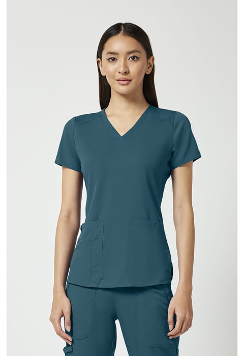 V-Neck Shirttail Top (MC7459) - Caribbean Blue V-Neck Shirttail Top (MC7459) - Caribbean Blue